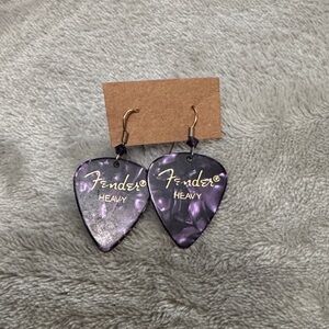 Fender Marbled Purple Guitar Pick Earrings